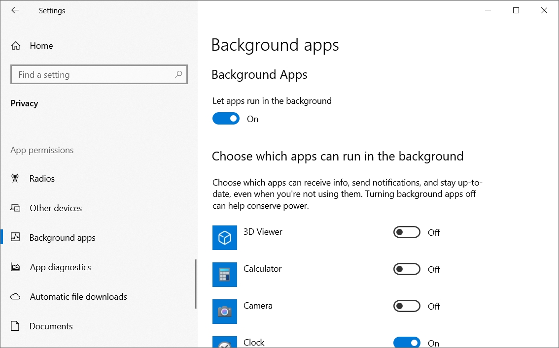 How to disable background apps in Windows 10