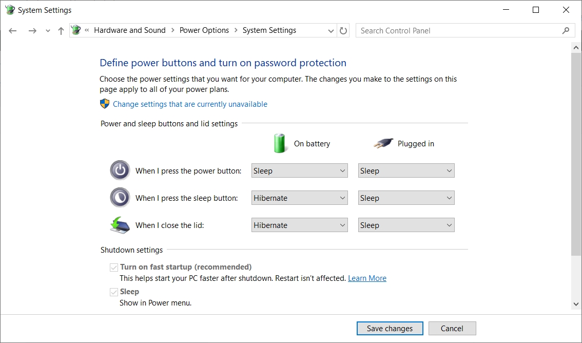 How to use hibernate instead of sleep on the power buttons in Windows 10