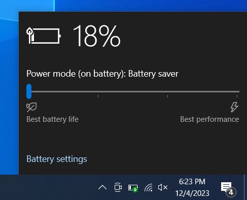 The battery power plans in Windows 10