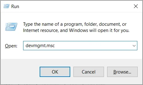 How to open Device Manager using the Run command in Windows